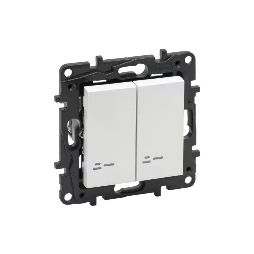 Legrand Niloé Step 863118 kettős váltókapcsoló jelzőfénnyel, fehér (Legrand 863118 / 863118B)
