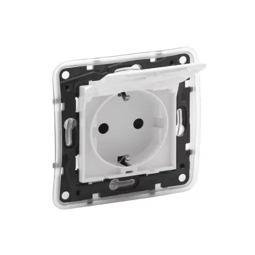 Legrand Niloé Step 863123 2P+F csatlakozóaljzat (rugós /, biztonsági zsaluval, IP44, fehér (Legrand 863123 / 863123B)