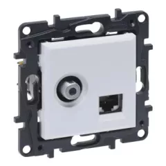   Legrand Niloé Step 863177 "F" típusú TV aljzat + RJ45 Cat. 6 UTP aljzat, fehér (Legrand 863177 / 863177B)