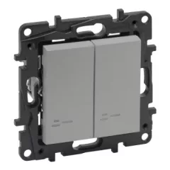   Legrand Niloé Step 863318 kettős váltókapcsoló jelzőfénnyel, alumínium (Legrand 863318 / 863318B)