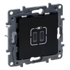   Legrand Niloé Step 863539 2xUSB-C töltőaljzat 5V 3A 15W, fekete (Legrand 863539 / 863539B)