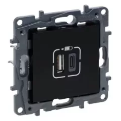   Legrand Niloé Step 863540 2xUSB-A+C töltőaljzat 5V 3A 15W, fekete (Legrand 863540 / 863540B)