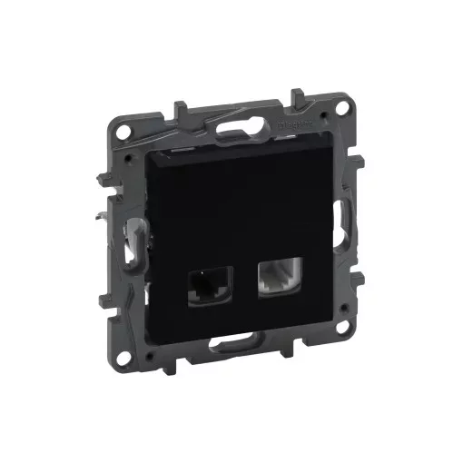 Legrand Niloé Step 863556 RJ45 Cat.6 UTP + 1xRJ11 aljzat, fekete (Legrand 863556 / 863556B)