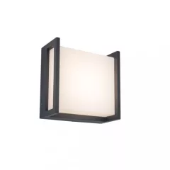   Lutec 5195401118 QUBO, kültéri, fali lámpa, 8W, IP54 védettséggel, melegfehér ( 3000K ), 650 lm, 5 év garanciával, LED panel, sötétszürke / opál színben ( LUTEC 5195401118 )