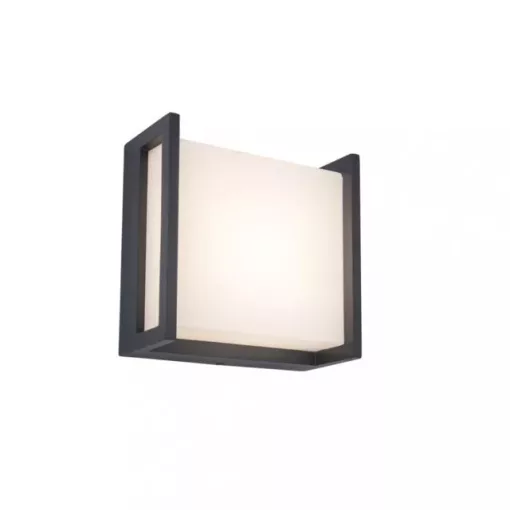 Lutec 5195401118 QUBO, kültéri, fali lámpa, 8W, IP54 védettséggel, melegfehér ( 3000K ), 650 lm, 5 év garanciával, LED panel, sötétszürke / opál színben ( LUTEC 5195401118 )