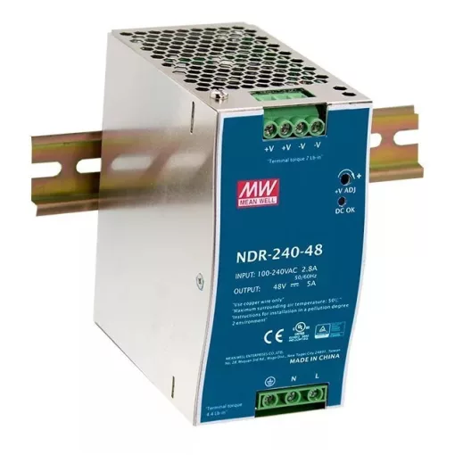 Mean Well NDR-240-24 Tápegység 1 fázisú, 240W, 24V DC kimenettel, 10A, 85...264 V AC, 50/60 Hz) ( NDR-240-24 )