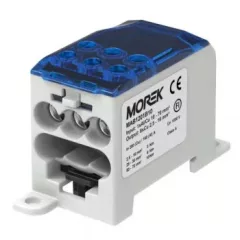   Morek MAB1201B10 OJL200A kék elosztóblokk – be: 1×Al/Cu 10–70 mm², ki: 6×Cu 2,5–16 mm²