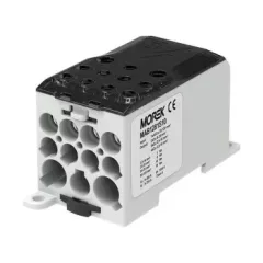   Morek MAB1281S10 OJL280A szürke elosztóblokk – be: 1×Al/Cu 35–120 mm², ki: 2×35 / 5×16 / 4×10 mm²