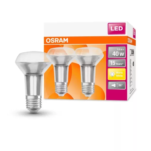 OSRAM Star LED fényforrás (izzó), spot forma (R63), E27 foglalat, 2,9W, 210lm, 2700K meleg fehér 2db-os csomag ( 4058075096981 )