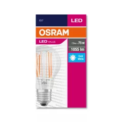   OSRAM Value LED fényforrás (izzó) körte forma átlátszó üveg búra, E27 foglalat, 7,5W, 1055lm, 4000K semleges fehér ( 4058075288683 )