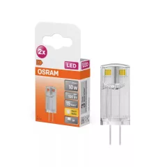   OSRAM LED fényforrás (izzó), kapszula forma, átlátszó üveg búra, G4 foglalat, 0,9W, 100lm, 2700K meleg fehér 2db-os csomag ( 4058075449770 )