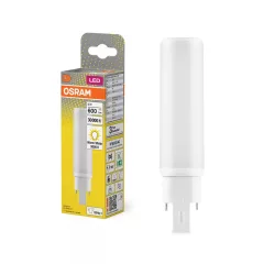   OSRAM Dulux D/E LED kompakt fénycső, matt plasztik búra, G24q-1 foglalat, 6W, 600lm, 3000K meleg fehér, hossz: 130mm ( 4058075558663 )