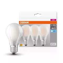   OSRAM Base LED fényforrás (izzó), classic forma, matt plasztik búra, E27 foglalat, 7W, 806lm, 4000K semleges fehér 3db-os csomag ( 4058075592452 )