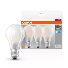   OSRAM Base LED fényforrás (izzó), classic forma, matt plasztik búra, E27 foglalat, 7,5W, 1055lm, 4000K semleges fehér 3db-os csomag ( 4058075592476 )