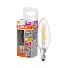   OSRAM Superstar+ dimmelhető LED fényforrás (izzó) gyertya forma, átlátszó üveg búra, E14 foglalat, 3,4W, 470lm, 2700K meleg fehér filament ( 4058075602731 )