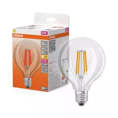  OSRAM Superstar+ dimmelhető LED fényforrás (izzó), Globe forma, gömb átlátszó üveg búra, E27 foglalat, 11W, 1521lm, 2700K meleg fehér filament ( 4058075602953 )