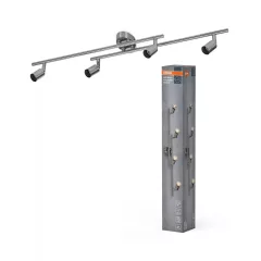   OSRAM henger mennyezeti / fali állítható spot lámpa 4 fejes, beltéri, csiszolt nikkel, 4 × GU10, acél, IP20, hossz: 734 mm ( 4058075852822 )