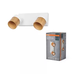   OSRAM Decor fél fa vonalas mennyezeti / fali állítható spot lámpa 2 fejes, beltéri, fa dekor, fehér, 2 × GU10, acél és gumifa, IP20, hossz: 243 mm ( 4058075852945 )