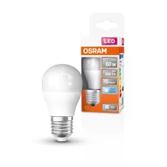   OSRAM Star LED fényforrás (izzó) kisgömb forma, matt plasztik búra, E27 foglalat, 6,5W, 806lm, 4000K semleges fehér ( 4099854022005 )