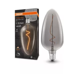   OSRAM Vintage 1906 dimmelhető LED fényforrás (izzó), gyertya forma, üveg búra, füstszínű E27 foglalat, 4W, 140lm, 1800K extra meleg fehér ( 4099854090325 )