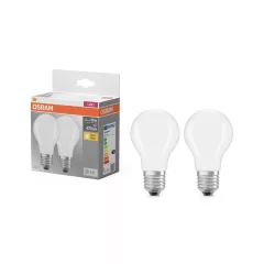   OSRAM Base LED fényforrás (izzó), classic forma, matt plasztik búra, E27 foglalat, 4,2W, 470lm, 2700K meleg fehér 2db-os csomag ( 4099854094248 )