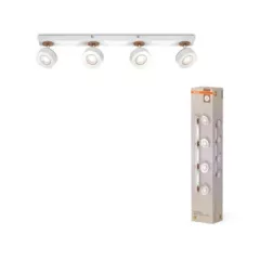  OSRAM Dekor Pluto mennyezeti LED spot lámpa 4 fejes, beltéri, fehér, 1250 lm, 19,2 W, 3000 K, acél és fa, IP20, hossz: 698 mm ( 4099854470936 )