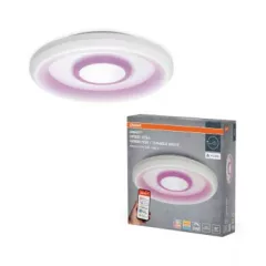   OSRAM SMART+ Matter, Wi-Fi Stea kerek LED mennyezeti lámpa RGB és állítható színhőmérséklet, beltéri, fehér, 1950 lm, 32 W, 2700–6500 K, acél, IP20, átmérő: 485 mm, magasság: 80 mm, dimmelhető ( 4099854473623 )