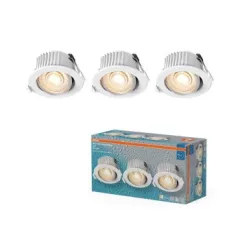   OSRAM beépíthető (recess) LED spot lámpa IP44, beltéri / fedett kültéri, fehér, 290 lm, 4,9 W, 2700 K / 4000 K / 6500 K, alumínium és műanyag, IP44, átmérő: 88 mm, dönthető 3 db-os szett, kapcsolós színhőmérséklet ( 4099854596063 )