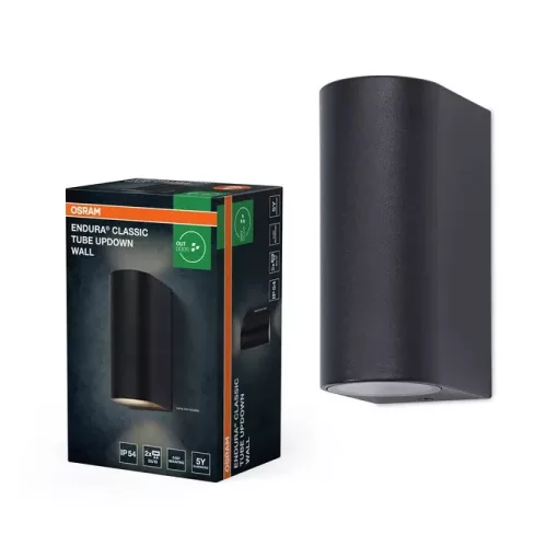 OSRAM ENDURA® Classic Tube Updown fali lámpa, üveg búra, sötétszürke, 2×GU10 foglalat, IP54 kültéri, 220…240V, 25000 óra, 1500 lm ( 4099854709708 )