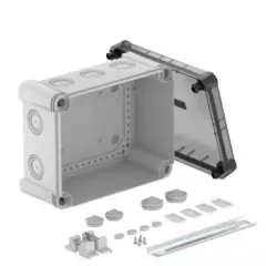  Obo Bettermann 2005100 - X16 R LGR-TR - Leágazódoboz átlátszó fedéllel, 2069 sínnel 240x191x125 grau / transparent