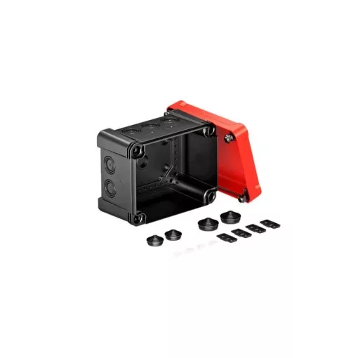 Obo Bettermann 2005156 - X10 SW-RO - Leágazódoboz piros fedéllel 190x150x125 schwarz / rot