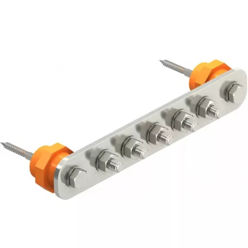 Obo Bettermann 5015854 1802 5 VA potenciálkiegyenílítő-sín ipari felhasználáshoz L=246 mm, 40x5 (szélxmag), 5 Csatlakozások száma