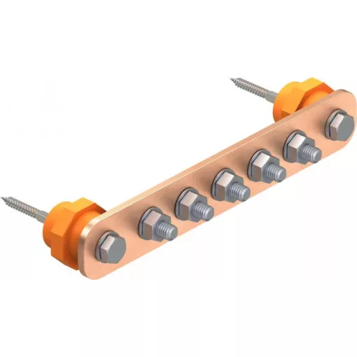 Obo Bettermann 5015870 1802 DC 5+1 CU potenciálkiegyenílítő-sín ipari felhasználáshoz L=505 mm, 40x85 (szélxmag), 6 Csatlakozások száma