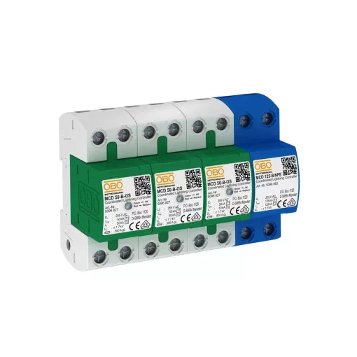 Obo Bettermann 5096836 MCD 50-B 3+1-OS CoordinatedLightningController Készlet állapotjelzéssel 255V