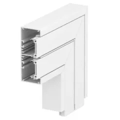   Obo Bettermann 6112530 GA-FS53130RW Rapid-45-2 alumínium kétrekeszes szerelvénycsatornához lapos sarokelem nem állítható 200x200x130 hófehér