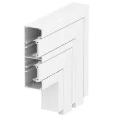   Obo Bettermann 6112630 GA-FS53165RW Rapid-45-2 alumínium kétrekeszes szerelvénycsatornához lapos sarokelem 200x200x165 hófehér