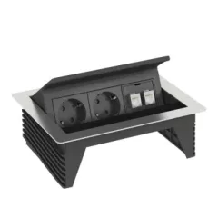   Obo Bettermann 6116802 DBK2-D3 D2S2K Deskbox, nyitható, asztallapba szerelhető 210x167x68