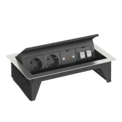   Obo Bettermann 6116810 DBK2-M4H D2S2K Deskbox, nyitható, asztallapba szerelhető 260x167x68
