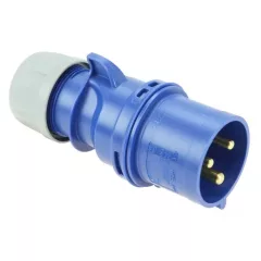   PCE, 023-6, ipari csatlakozó lengő dugvilla egyenes 3P (2P+F) 32A 6h, 230V 50/60 Hz, IP44, Dfh-322, kék, csavaros csatlakozás, Shark (PCE 023-6)