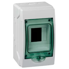   Schneider 13441 Kaedra vízálló kiselosztók 4 modul, 1 sor, átlátszó zöld ajtóval, IP65, falon kívüli