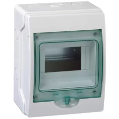   Schneider 13442 Kaedra vízálló kiselosztók 6 modul, 1 sor, átlátszó zöld ajtóval, IP65, falon kívüli
