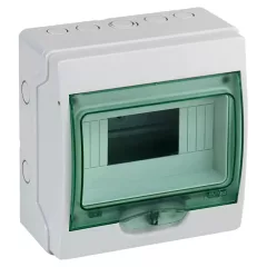   Schneider 13443 Kaedra vízálló kiselosztók 8 modul, 1 sor, átlátszó zöld ajtóval, IP65, falon kívüli