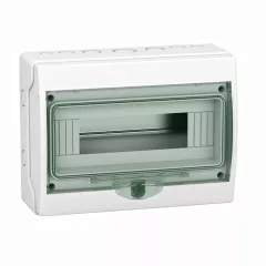   Schneider 13444 Kaedra vízálló kiselosztók 12 modul, 1 sor, átlátszó zöld ajtóval, IP65, falon kívüli