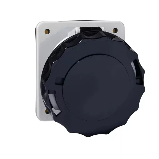 Schneider Electric, 81285, ipari csatlakozó beépíthető dugalj ferde 4P (3P+F) 63A 7h, 500V 50/60 Hz, IP67, fekete, csavaros csatlakozás, PratiKa (Schneider 81285)