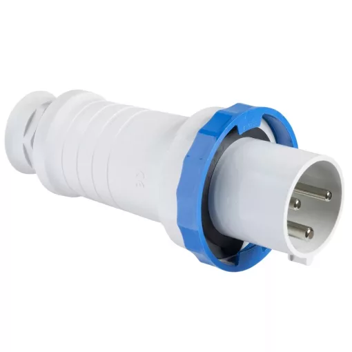 Schneider Electric, 81378, ipari csatlakozó lengő dugvilla egyenes 3P (2P+F) 63A 6h, 230V 50/60 Hz, IP67, Dfh-632, kék, csavaros csatlakozás, PratiKa (Schneider 81378)