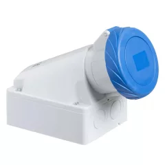   Schneider Electric, 83166, ipari csatlakozó rögzíthető dugalj tokozott 3P (2P+F) 32A 6h, 230V 50/60 Hz, IP67, Dafr-322, kék, csavaros csatlakozás, PratiKa (Schneider 83166)