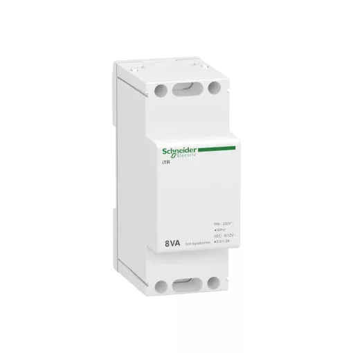 Schneider Electric, A9A15216, moduláris csengő transzformátor 8 VA, 230V/8-12V AC 50/60 Hz, ACTI9 (Schneider A9A15216)