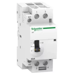   Schneider Electric, Moduláris kontaktor 63A, kézi kapcsolással, 2 Záró érintkező, 220-240V AC 50 Hz (Schneider A9C21862)