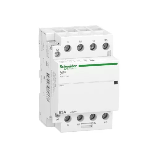 Schneider Electric A9C22763 ACTI9 iCT63A Moduláris kontaktor 63A - 4 Nyitó érintkező,  220-240VAC -50 Hz