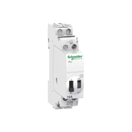 Schneider Electric, ACTI9 iTLc, A9C33811, impulzusrelé központi vezérlési funkcióval, 1P 16A, 1 Záró érintkező, 230..240 V AC vezerlés, ACTI9 iTLc (Schneider A9C33811)